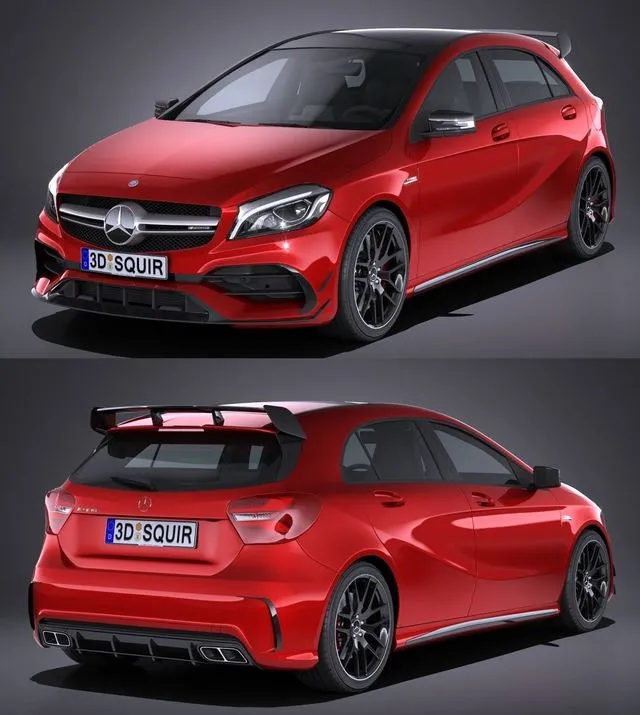 PBR Game 3D Models - Mercedes-Benz A45 AMG 2017