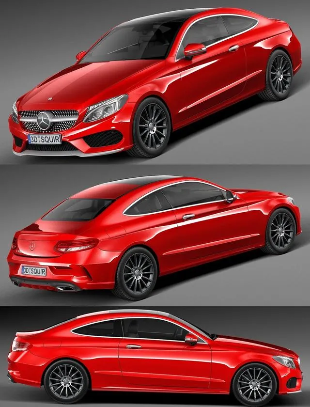 PBR Game 3D Models - Mercedes-Benz C-class Coupe 2017