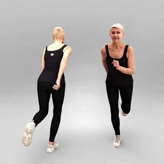 PBR Game 3D Models - Middle-aged woman in tracksuit running 388