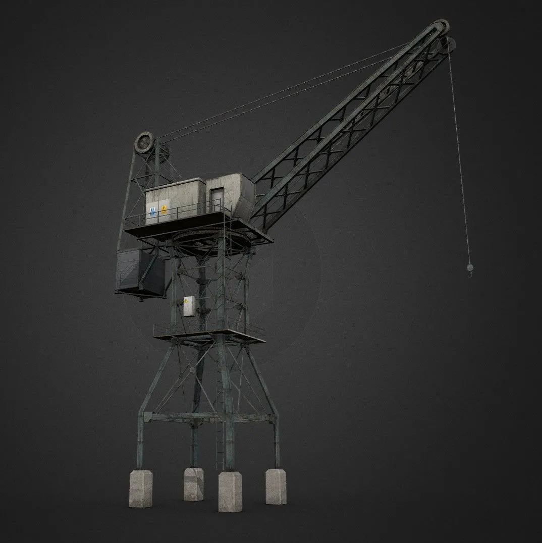 PBR Game 3D Models - Midsize Dock Crane
