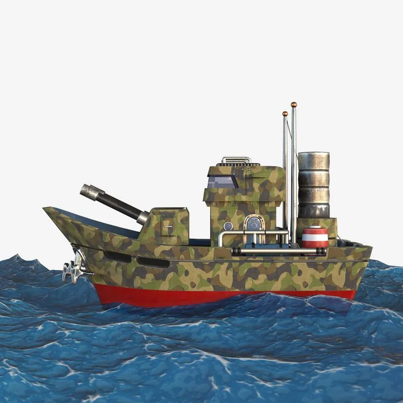 PBR Game 3D Models - Military boat