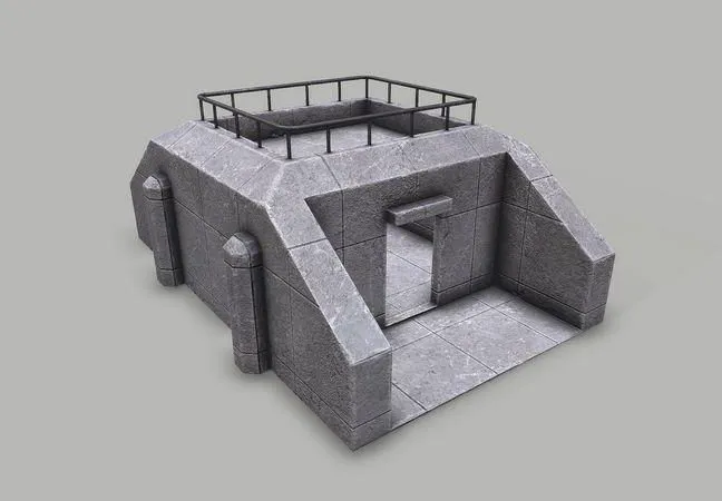 PBR Game 3D Models - Military Bunker Low-poly
