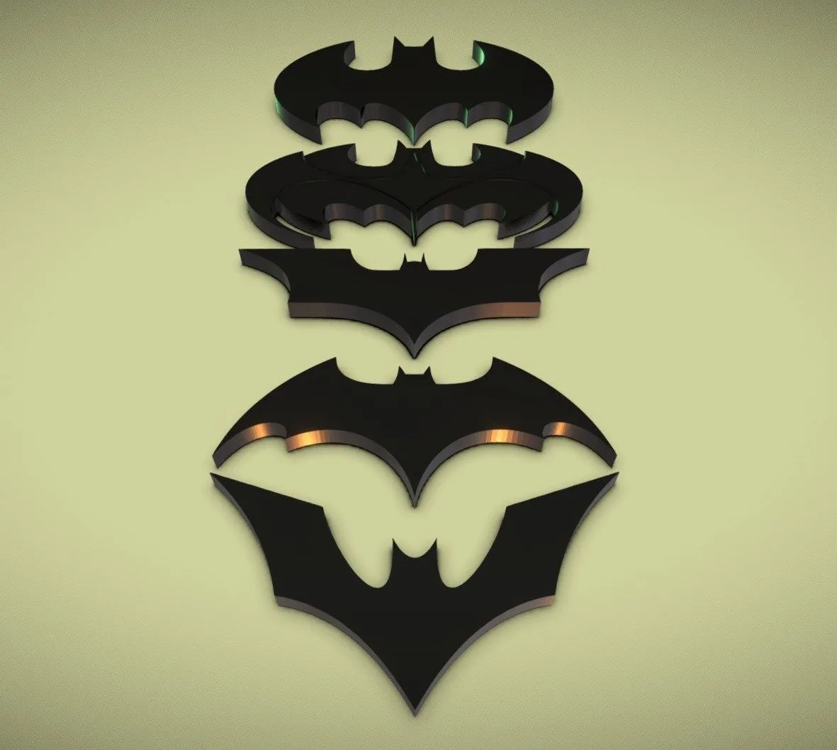 PBR Game 3D Models - Minimalistic Batman Emblems Logo