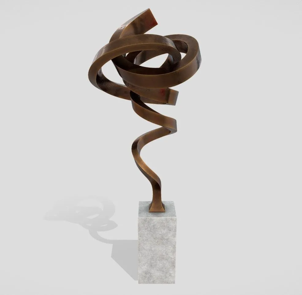PBR Game 3D Models - Modern Abstract Bronze Art Sculpture 31