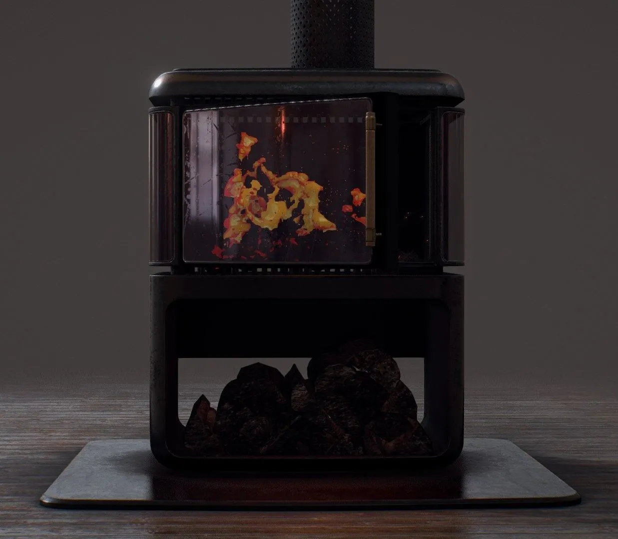 PBR Game 3D Models - Modern Fireplace Hearthstone
