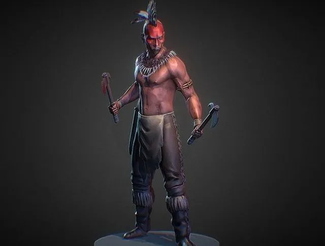 PBR Game 3D Models - Mohican Warrior