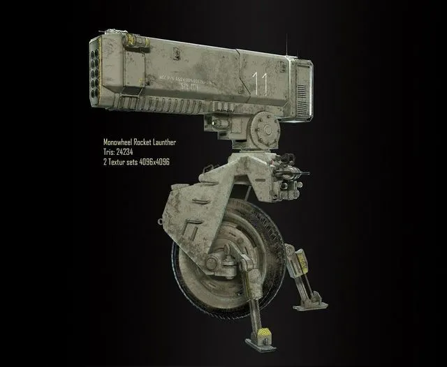 PBR Game 3D Models - Monowheel Rocket Launcher
