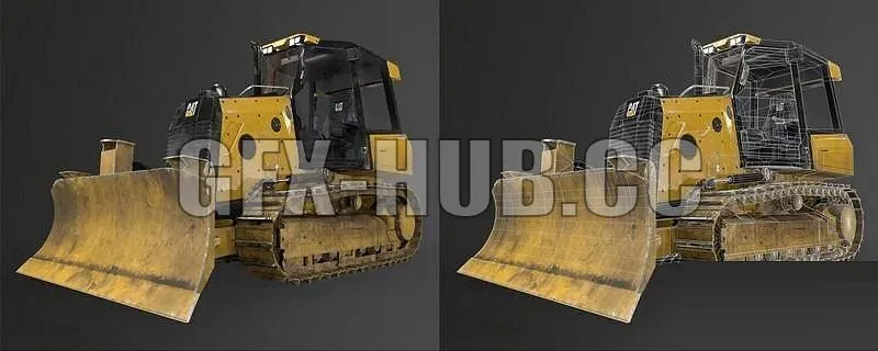 PBR Game 3D Models - more stuff=gfx-hub.co=Caterpillar D1 Bulldozer