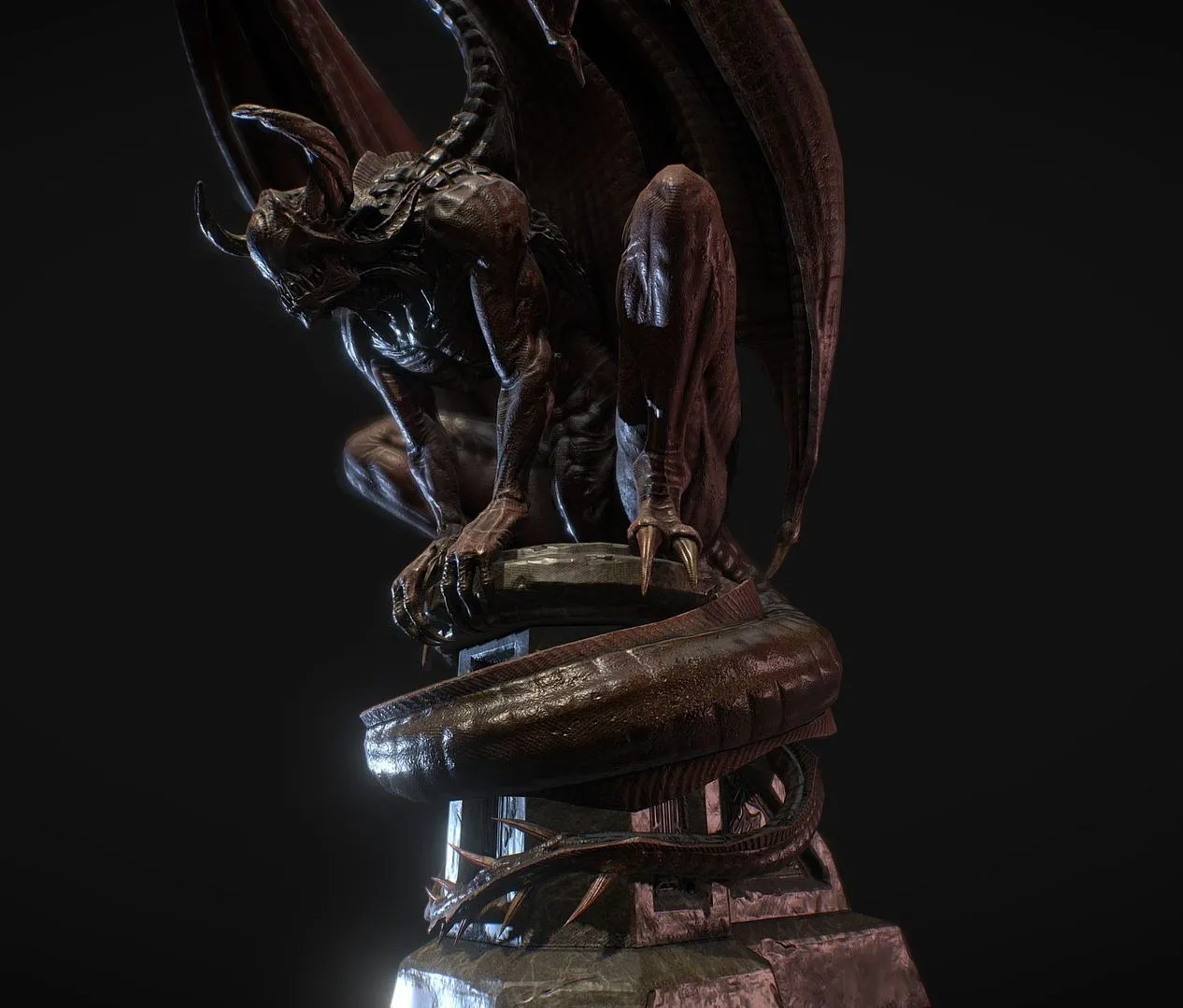 PBR Game 3D Models - Nightgaunt Statue Revival