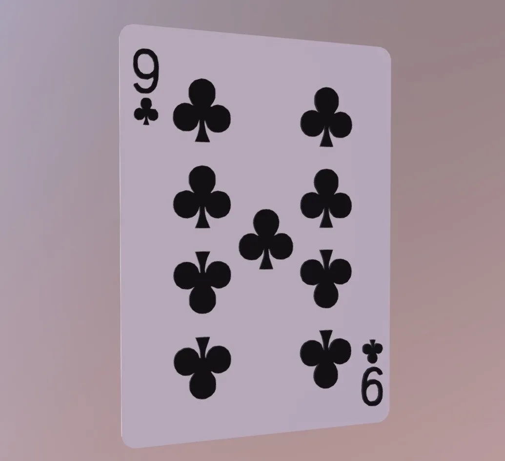 PBR Game 3D Models - Nine Of Clubs