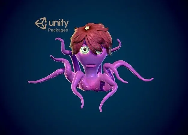 PBR Game 3D Models - Octopus Character Rigged