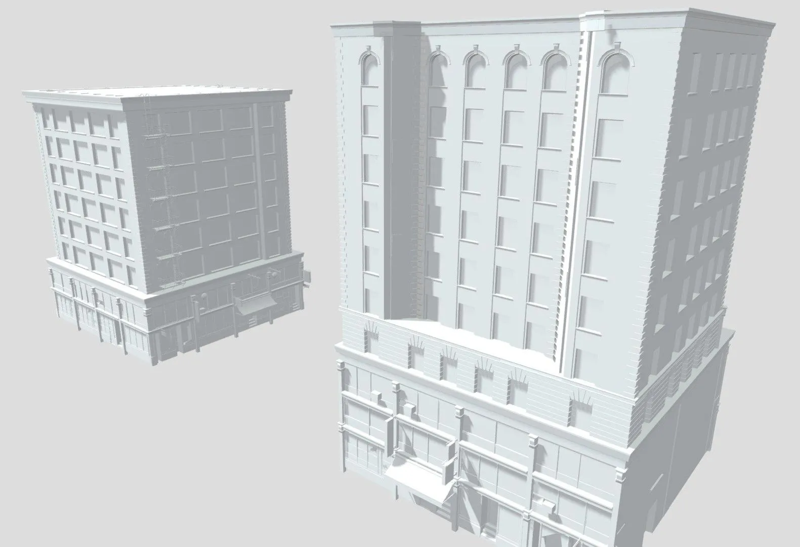 PBR Game 3D Models - Old Building Facade Pack