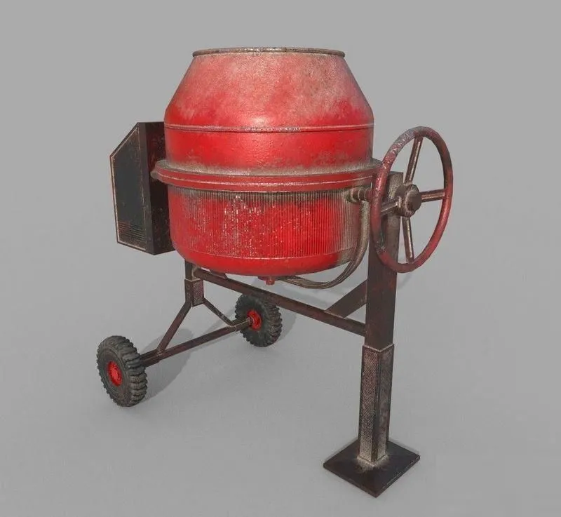 PBR Game 3D Models - Old Concrete Mixer