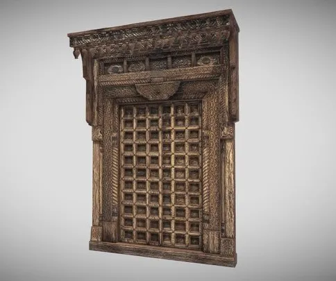 PBR Game 3D Models - Old Indian Door   Dura