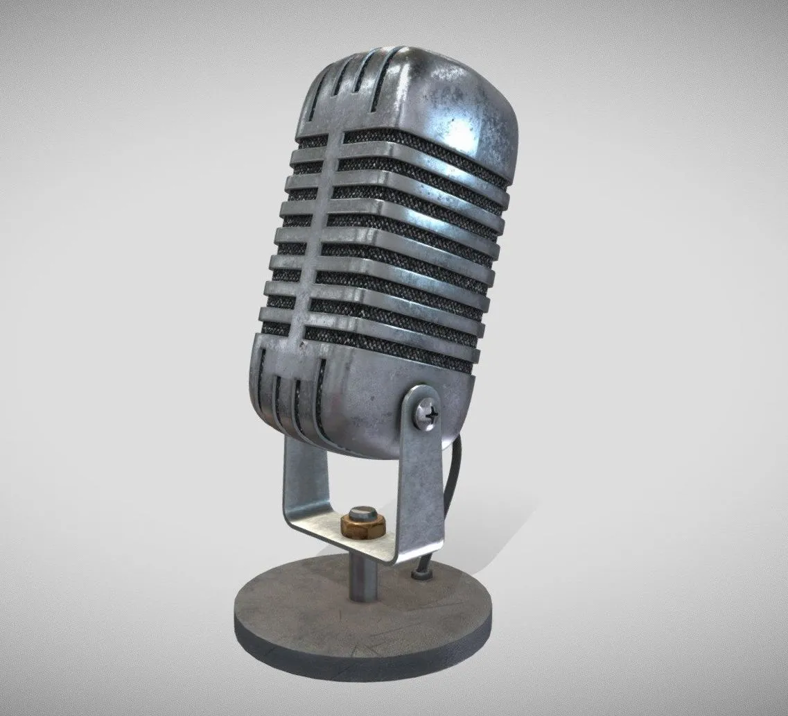 PBR Game 3D Models - Old Microphone Squadro Mic