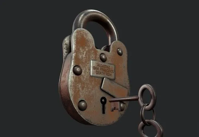 PBR Game 3D Models - Old Padlock