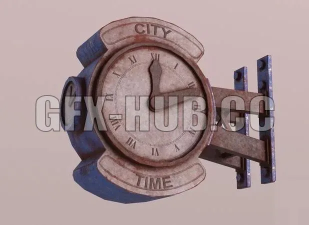 PBR Game 3D Models - Old Street Clock