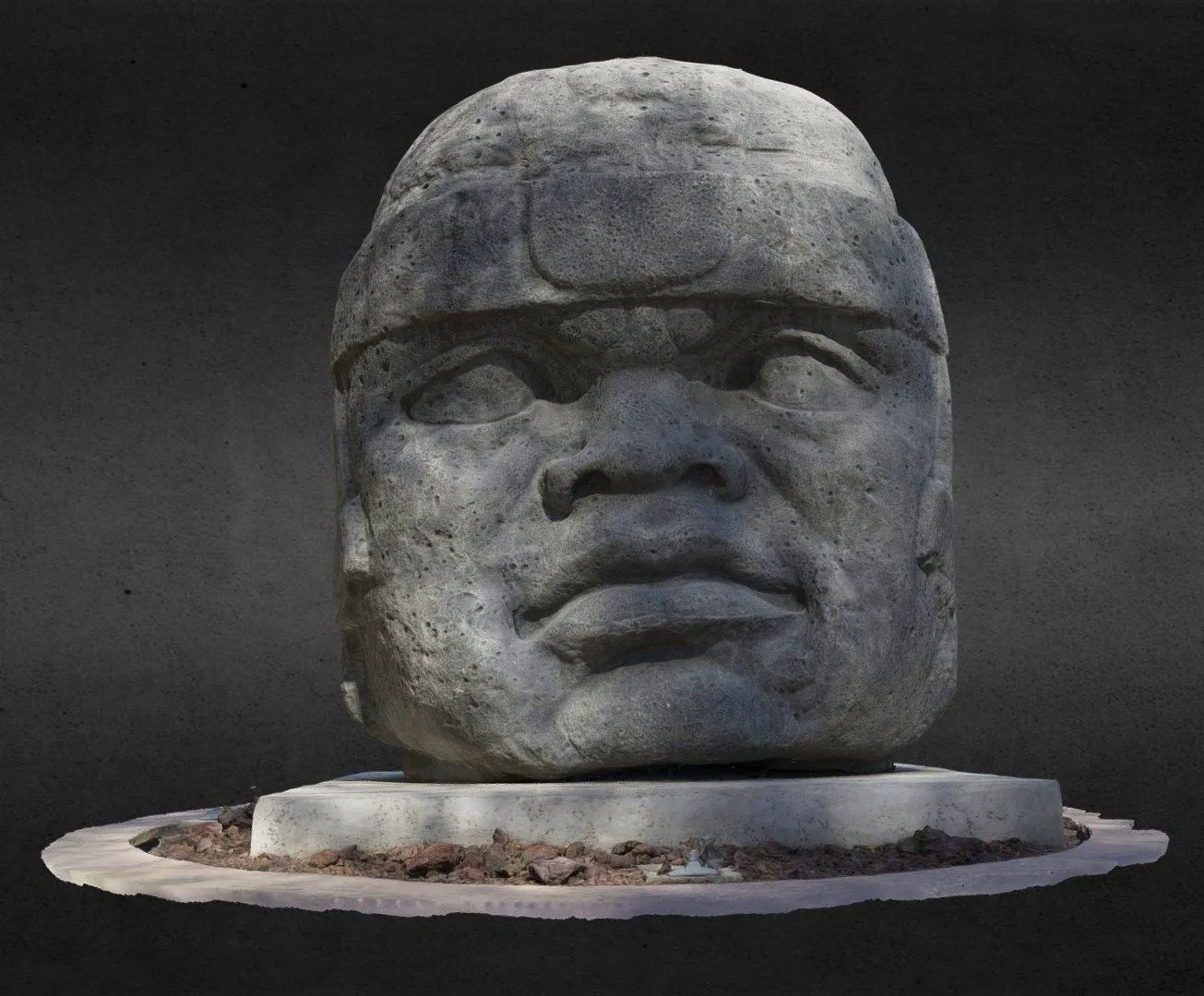 PBR Game 3D Models - Olmec Colossal Head Tijuana Mexico