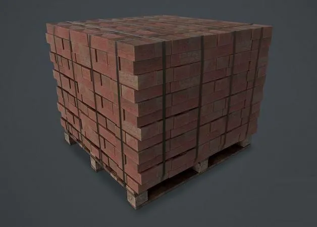 PBR Game 3D Models - Pallet of Bricks