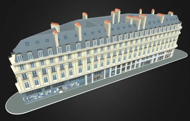 PBR Game 3D Models - Paris Apartment Haussmann Building 01