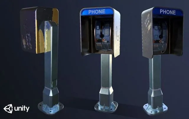 PBR Game 3D Models - Payphone Low-poly