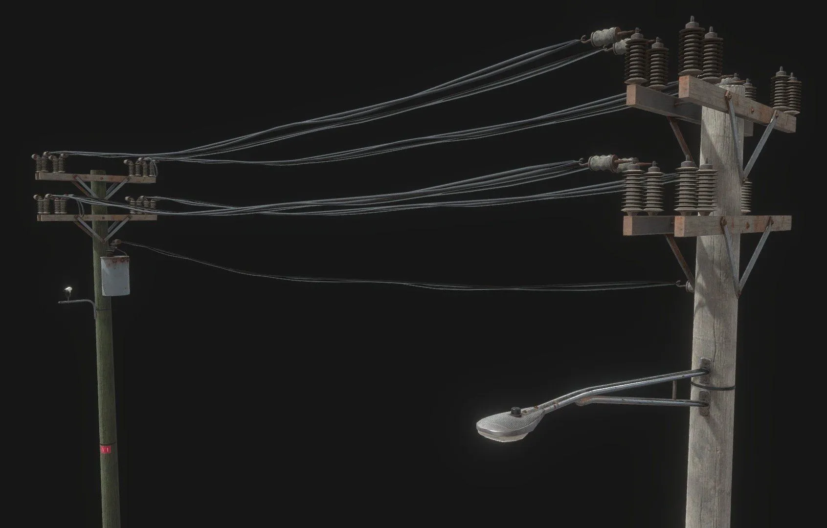 PBR Game 3D Models - Pbr Telephone Poles Modular Kit