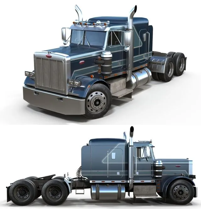 PBR Game 3D Models - Peterbilt 359 semitruck