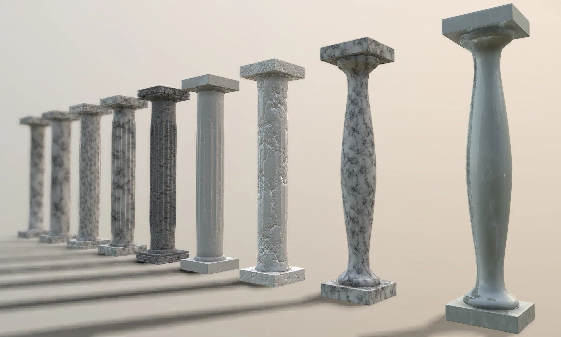 PBR Game 3D Models - Pillars Pack