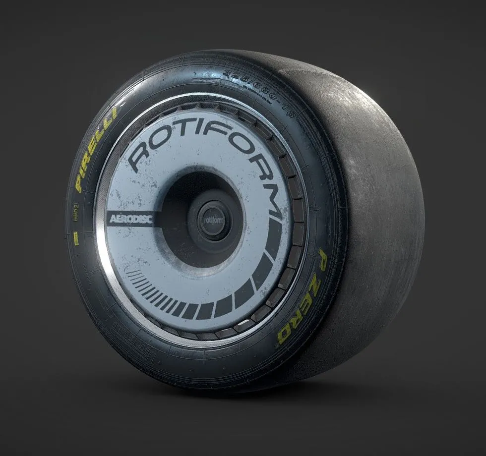 PBR Game 3D Models - Pirelli Slick Tire Aerodisc Rotiform Rim