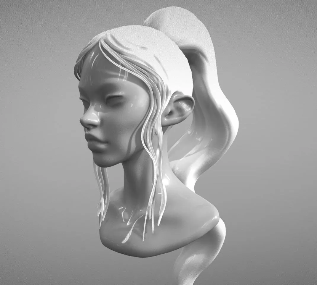 PBR Game 3D Models - Ponytail Hairstyle