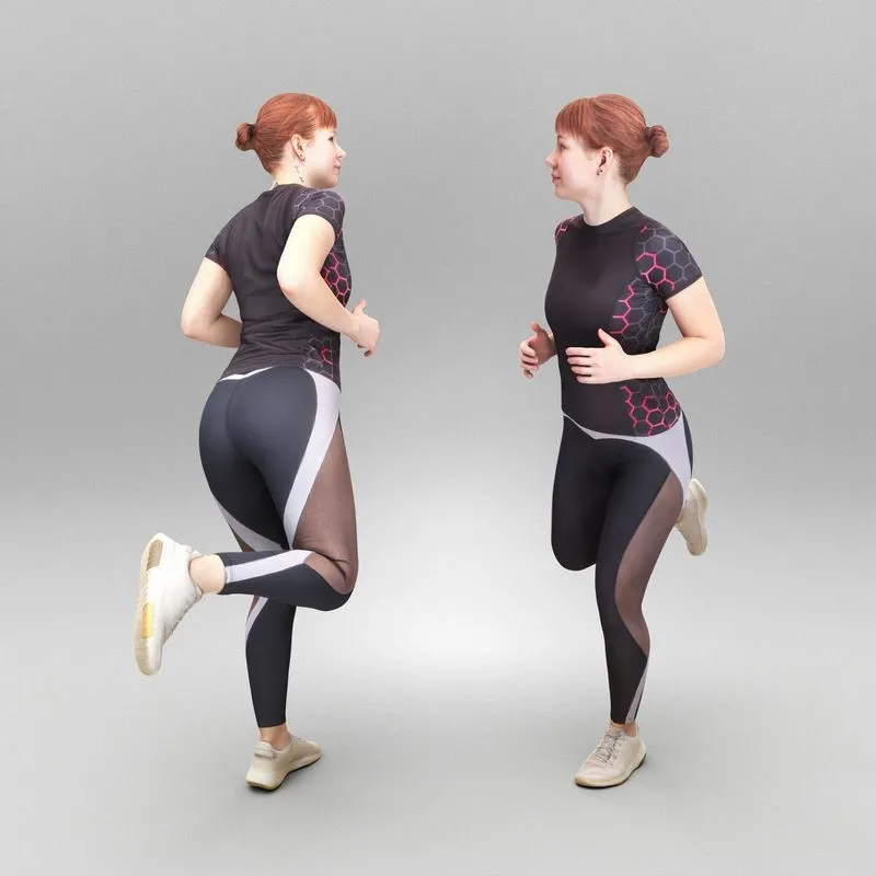 PBR Game 3D Models – Pretty woman in sportswear running 449