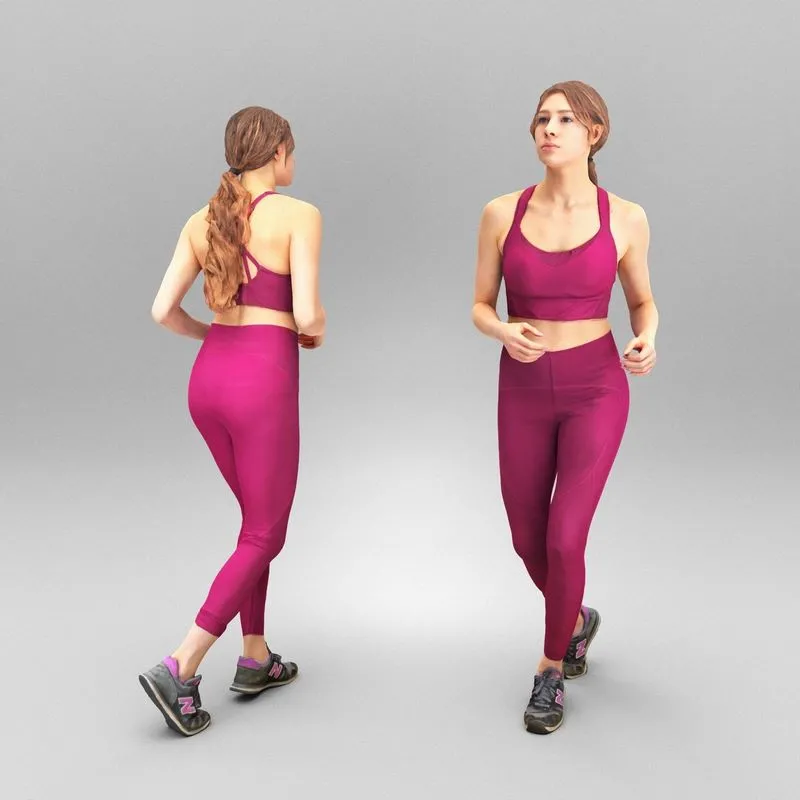 PBR Game 3D Models - Pretty young woman running 331