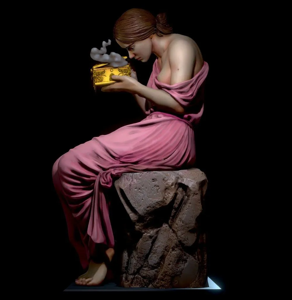 PBR Game 3D Models - Psiche Opening The Golden Box