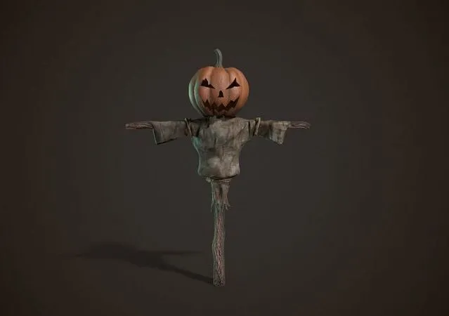 PBR Game 3D Models - Pumpkin Scarecrow