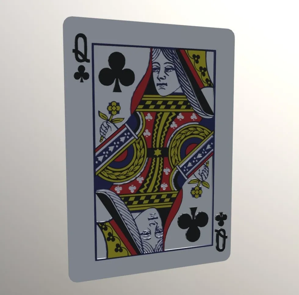 PBR Game 3D Models - Queen Of Clubs