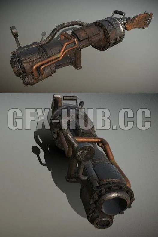PBR Game 3D Models - Rail Spike Gun