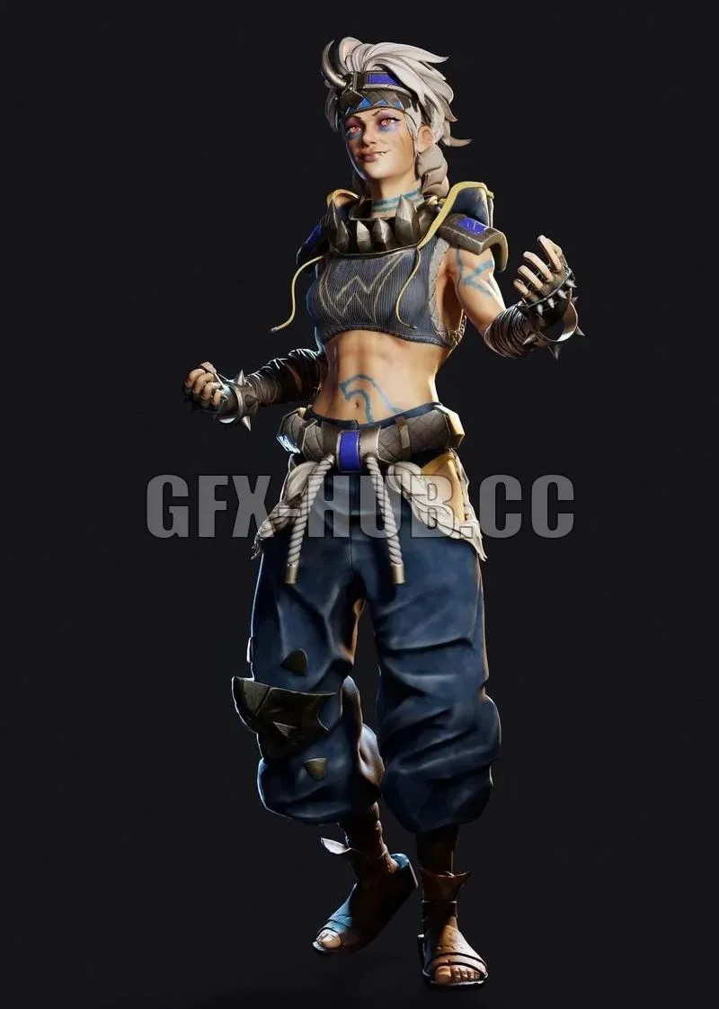 PBR Game 3D Models - Rawk Girl – Realtime Character