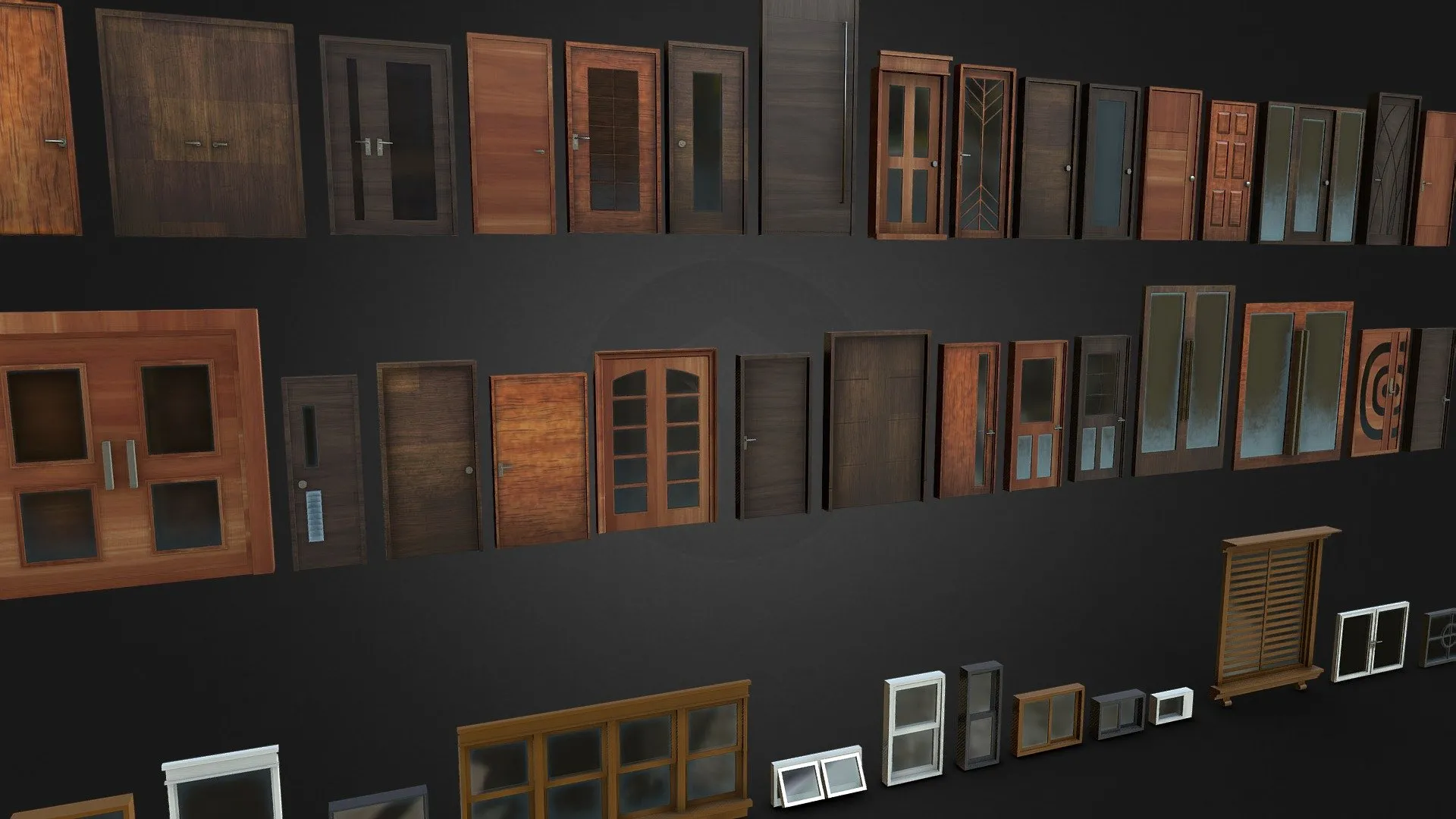PBR Game 3D Models - Realistic Door Window Vrvx