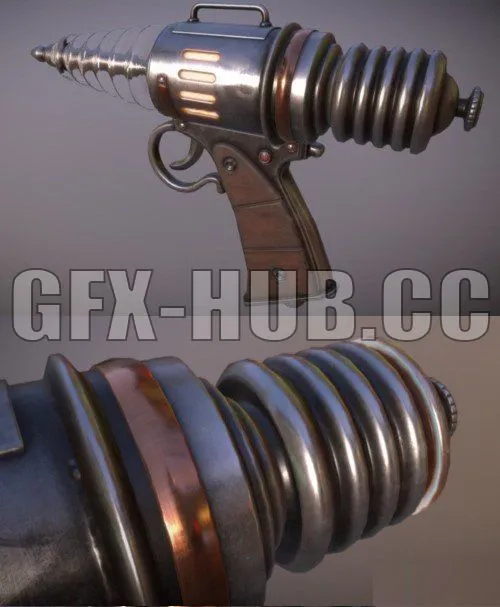 PBR Game 3D Models - Retro-Futuristic Ray Gun