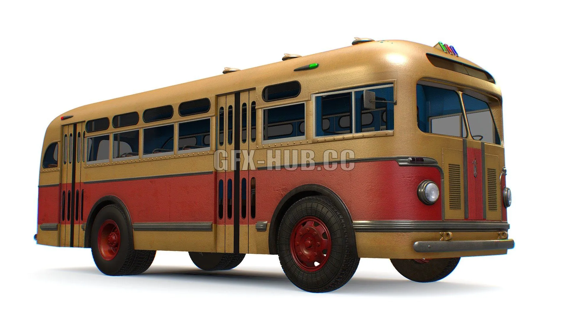 PBR Game 3D Models - Retro USSR Soviet Vintage ZIS 155 154 City Bus