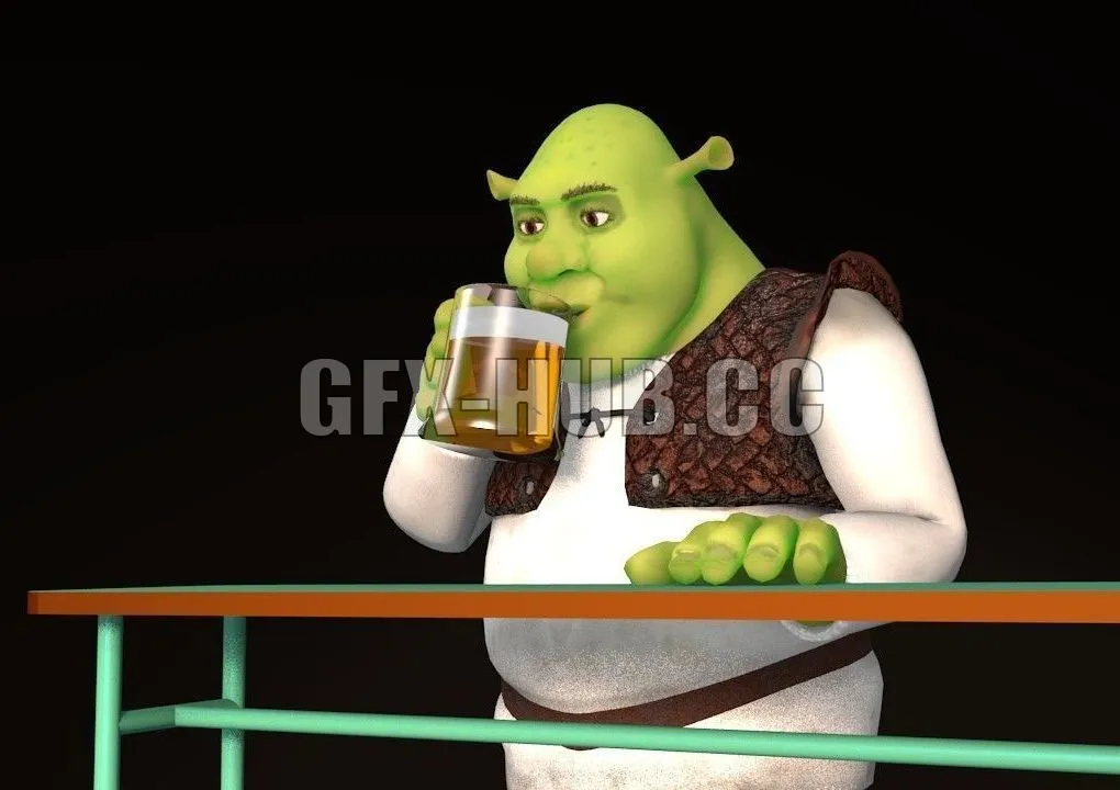 PBR Game 3D Models - Rigged Shrek model with demo animation