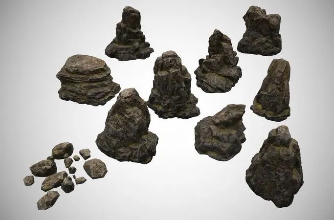 PBR Game 3D Models - Rocks rock set