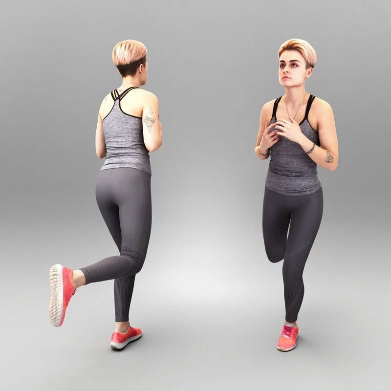 PBR Game 3D Models - Running woman 367