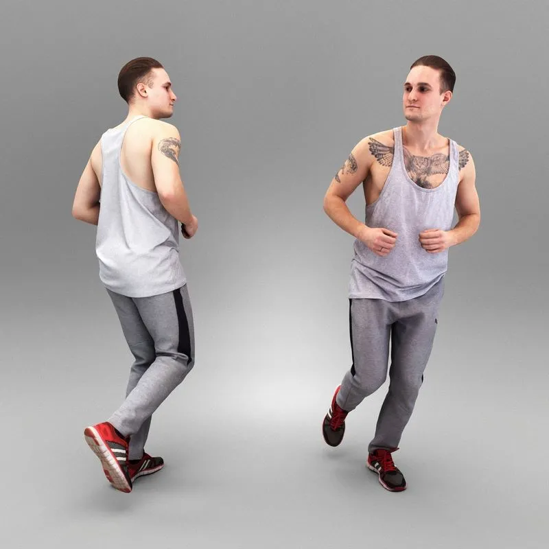 PBR Game 3D Models – Running young man 388