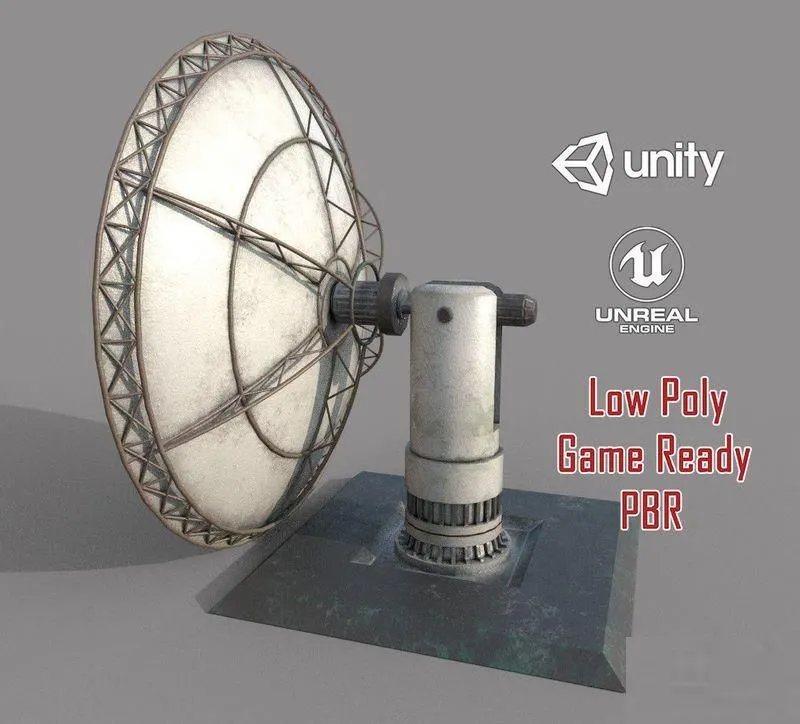 PBR Game 3D Models - SatelliteDish Old