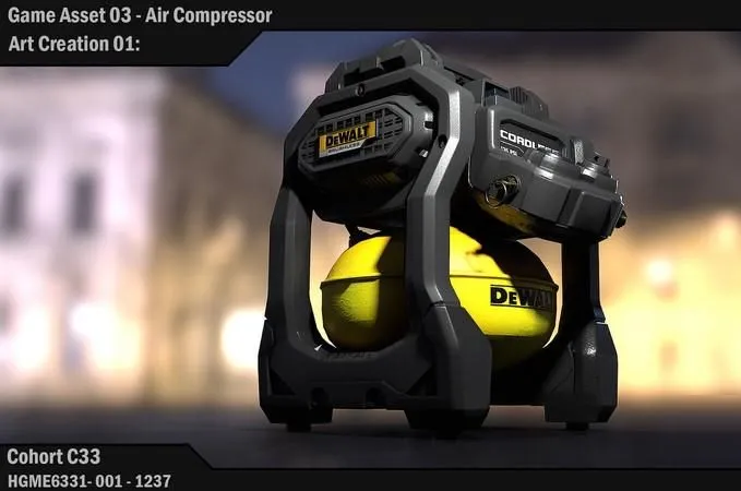 PBR Game 3D Models - School Assignment Air compressor