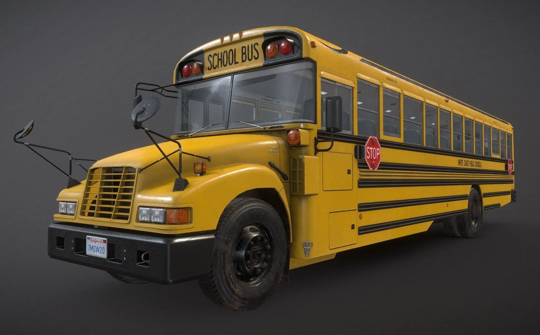 PBR Game 3D Models - School Bus Low Poly