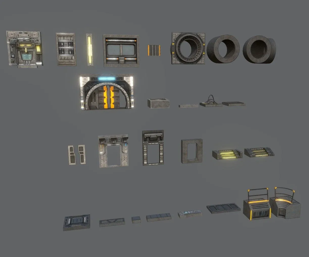 PBR Game 3D Models - Sci Fi Asset Pack 2