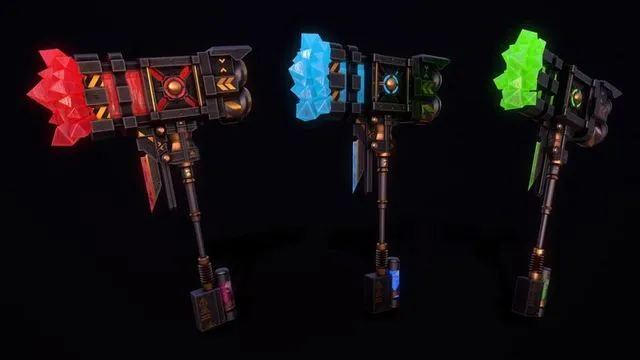 PBR Game 3D Models - Sci-Fi Battle Axe 4