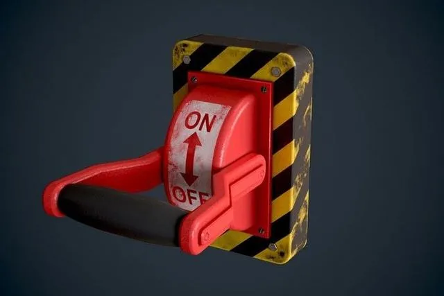 PBR Game 3D Models - Sci Fi Red Lever power switch